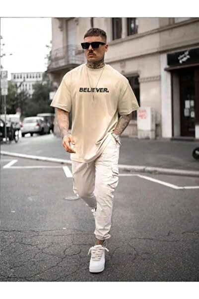 stg spor toptan giyim Ανδρικό μπλουζάκι με στάμπα μπεζ Believer