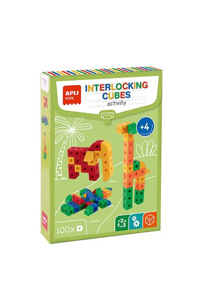 Apli Kids Educational building game, Interlocking Cube, 3D shapes, 100 multicolored pieces, Stem, Apli, +4 years
