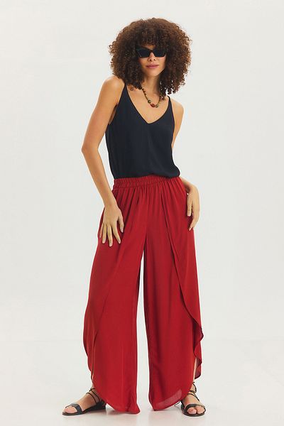 Clandestino Relaxed Cut Slit Detailed Skirted Bohemian Trousers Tile