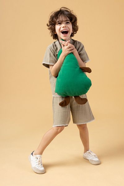 Minipodyum Boy's Shirt Shorts Muslin Summer Double Set