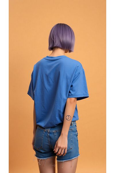 Mythologie Tricou Sax Blue The Future - Tricou cu mânecă scurtă cu decolteu oversize imprimat