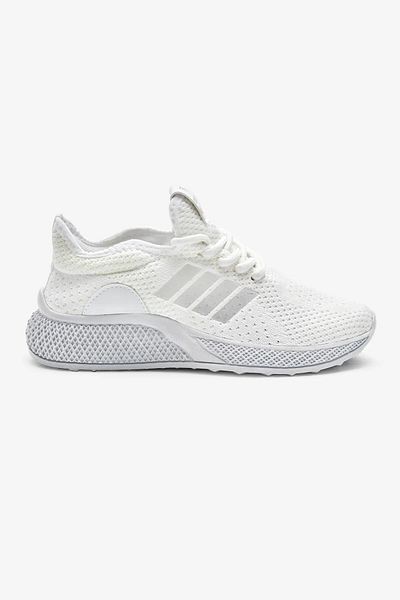 İmerShoes Pantofi sport albi ortopedici unisex, cu dungi, cu șireturi, respirabil, cu talpă ultra confortabilă, pantofi T-135