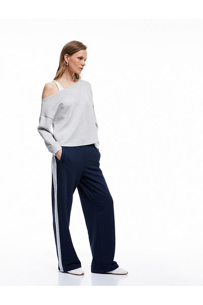 Koton Scuba Fabric Long Sleeve Asymmetrical Collar Off-The-Shoulder Sweatshirt