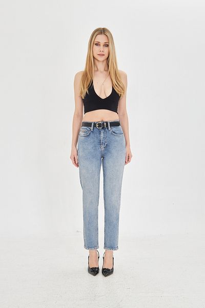cracpot Women's Black High Waist Lycra Slim Mom Jean Pants
