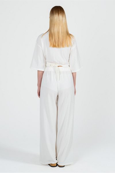 Kyron Women's Wrinkled Fabric Blouse and Pants / Bottom - Top Set / Different Color and Model Options