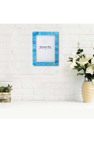 Artizanat Home photo frame, wood/metal, blue, 20 x 25 cm