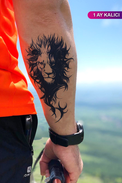 BP Tattoo 1 Ay Kalıcı Tattoo Gerçek Dövme Görünümlü Aslan Dövmesi