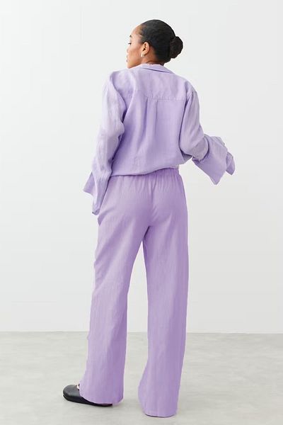 Madmext Lilafarbene, locker geschnittene Hose mit elastischem Bund MG2020