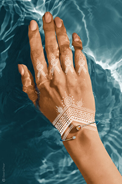 BP Tattoo Beyaz Dövme Hint Kınası Görünümlü Mandala Geçici Dövme