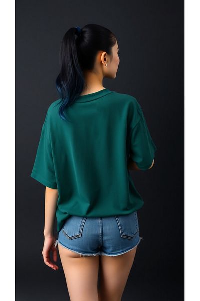 Mythologie Tricou Nefti Green The Future - Tricou cu mânecă scurtă cu decolteu oversize imprimat