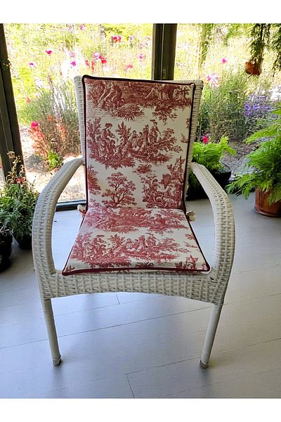 shules collection Linen Maroon French Noble Back Zippered Chair Cushion