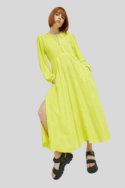 HUGO Women's Flared Midi Dress Yellow