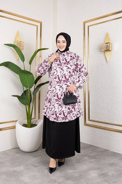Nevayla Moda Διπλό Σετ με Φούστα - Claret Red / T0106