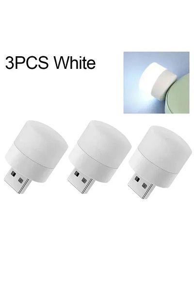 Choice 3PCS-White LED Table Lamp Lights Room Plug Usb Light Night Mini Book Reading Decorating Items Warm W
