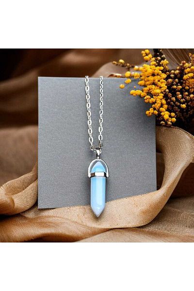 feyza collection Natural Stone Opal Nail Necklace