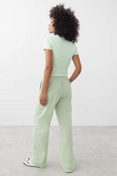 Madmext Mint Green Elastic Waisted Loose Cut Trousers MG2020