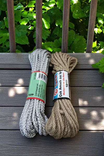 intoku Multi-Purpose Jute Rope Multi-Purpose Rope Clothesline Skipping Rope Set of 2 Total 20 Meters