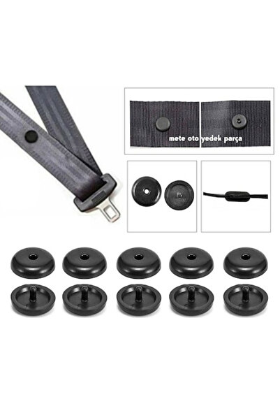 fkoto Emniyet Kemer Klipsi Düğme Toka Siyah 5 Adet
