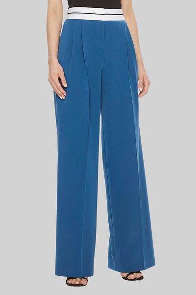HUGO Women's Inside-Out Belted Fabric Trousers Blue