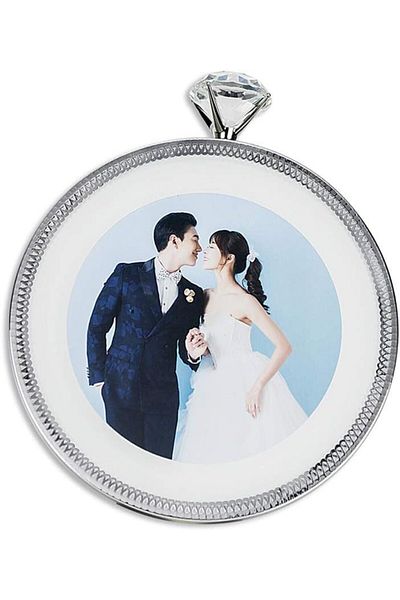 AIFUSI round photo frame, plastic, silver. 19 x 19 cm
