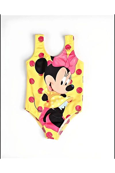 Little Pumpkin Girl's Printed Yellow Swimsuit (Slim Fit, It Is Recommended to Buy 1-2 Sizes Larger)