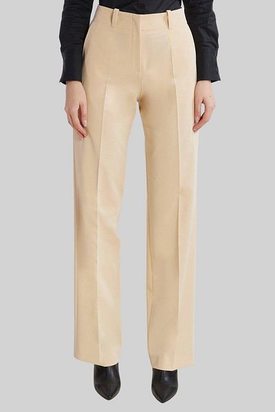 HUGO Women's Regular Fit Wide Leg Trousers Beige