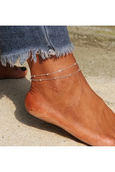derokas Doric Topcuklu Steel Anklet Gold, Silver Elegant Stylish Does Not Tarnish