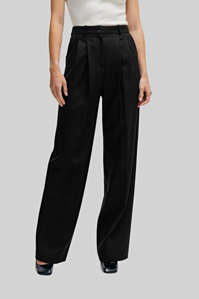 BOSS Kadın Regular Fit Yün Pantolon Siyah