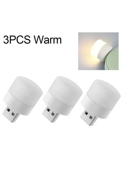 Choice 3PCS-Warm LED Table Lamp Lights Room Plug Usb Light Night Mini Book Reading Decorating Items Warm Wh