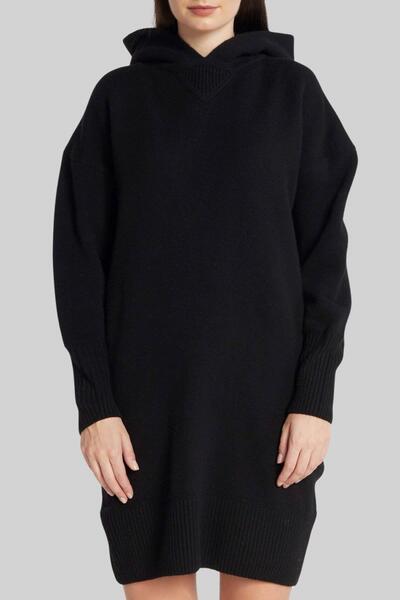 BOSS Slim Fit Kadın Yün Elbise Siyah