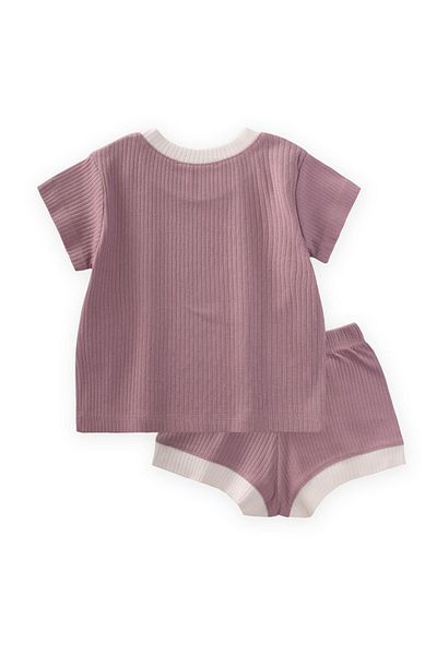 Cigit Bird Embroidered Garnished Corded Suit 0-5 Years Old Lilac