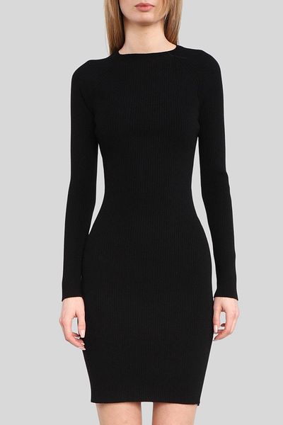 HUGO Long Sleeve Women's Knitted Dress Black