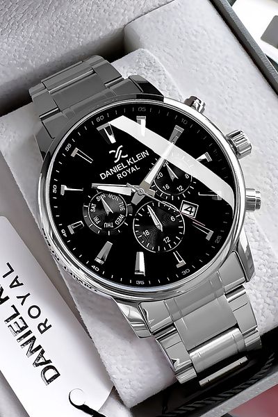 Daniel Klein Royal Original Men's Wristwatch - 3 Atm Waterproof with Silver Color Steel Band Gift Bracelet Dkh4575C3