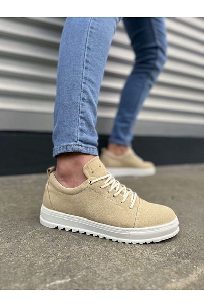 Zerenyus JY152 Cool Lace-up Suede Ανδρικά καθημερινά αθλητικά κλασικά παπούτσια - κρέμα