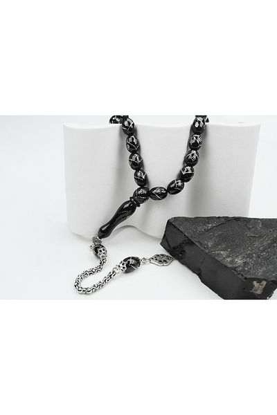 Skygo Oltu Stone Beyzi Model Single Zigzag Baklava Embroidered Rosary