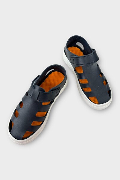 Liger Unisex Velcro Flexible Rubber Sole Orthopedic Children's Sports Sandals Dark Blue