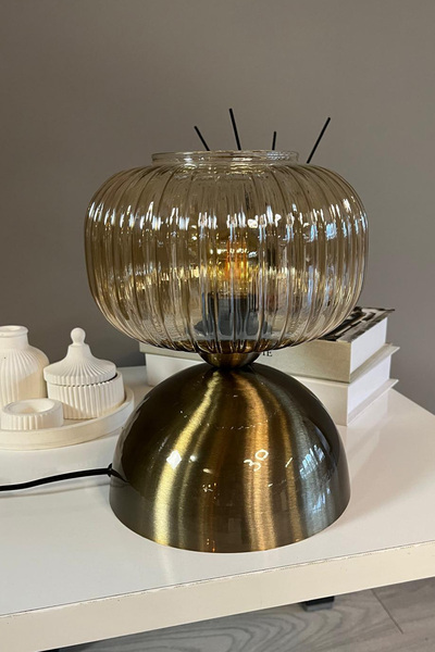 Bamyum Mola Cam Bal Rengi Masa Lambası Dekoratif Masaüstü Aydınlatma Hol Abajur Yatak Odası Başucu Lamba