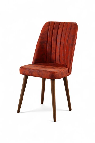 MYMASSA Polo Sandalye - Milas Kiremit - Ahşap Ceviz Ayaklı - Salon Sandalyesi / Mutfak Sandalyesi