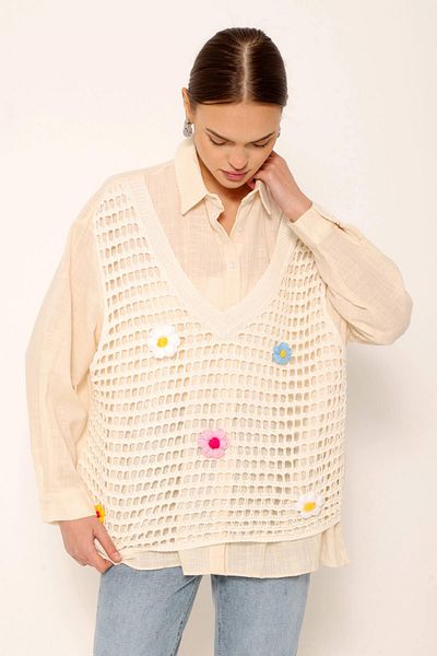 Coral Garnili Knitwear Ecru Shirt and Sweater