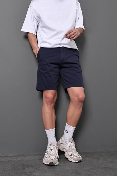 Slatra Ανδρικό σορτς Navy Blue Slim Gabardine Regular Fit