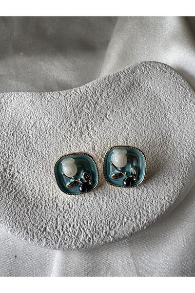 H&S AKSESUAR Vi̇tange White Tulip Flower Design Earrings