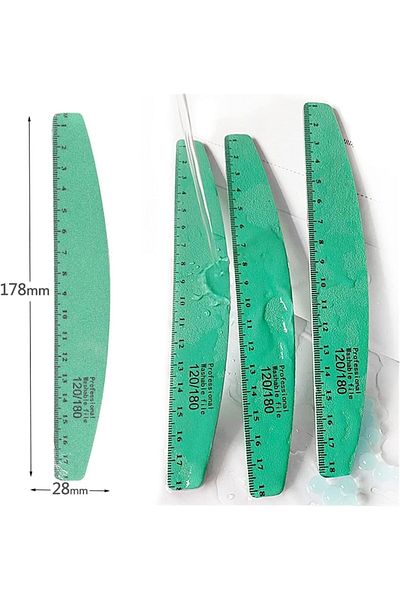 LA PERLA TECH 5 PICS Nail File with Ruler Scale 120/180 Sanding Nail Filer Polish Thick Sandpaper