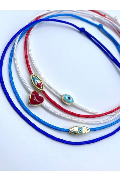Concept HuBuTU 5 Pieces Minimal Evil Eye Luck Rope Anklet Set