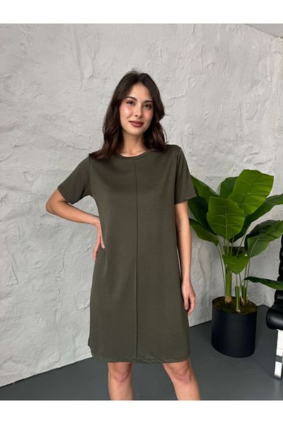 Elif Özbey Butik Χακί Πλυμένο Φόρεμα Modal