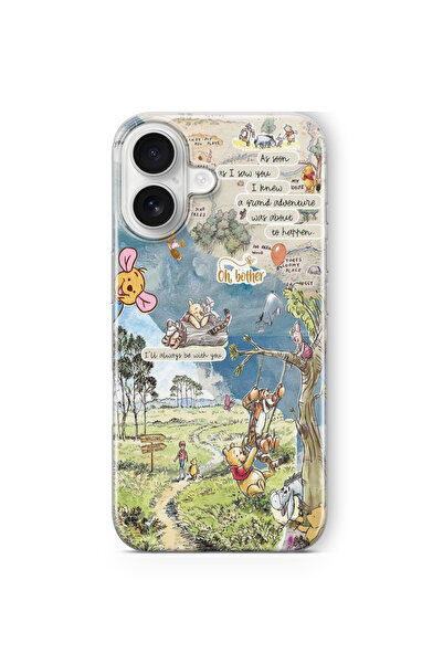 Space Star iPhone 17 Uyumlu Winnie The Pooh Kolaj Tasarım Baskılı Şeffaf Kılıf