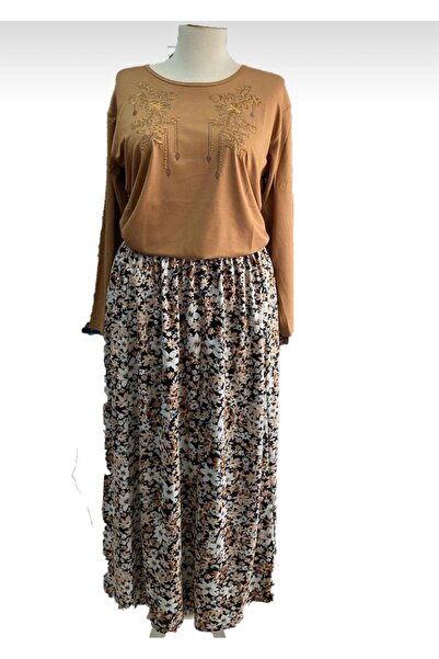 Nacar kadın anneler gününe özel bluz-etek ikili kombin