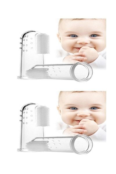 Milena Life Pink and Transparent 2-Piece Mini Baby Kids Finger Toothbrush and Storage Container Set (0-3 Years)