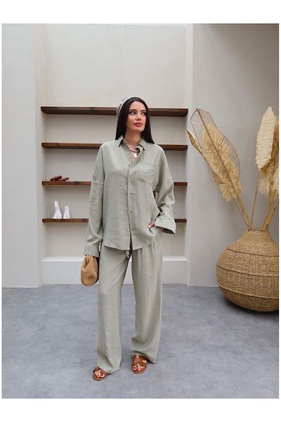 ESRAHELVACI Pocketed Shirt Trousers Set