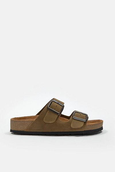 NILUFARR Papuci de damă Helosa Khaki din piele naturală