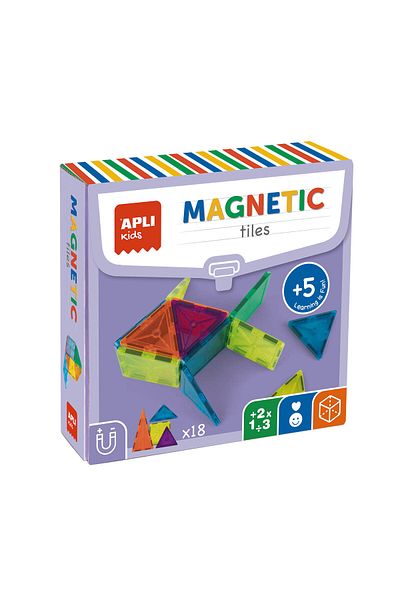 Apli Kids Educational building game, Transparent Magnetic Pieces, 4 shapes, 18 pieces, Apli, +5 years